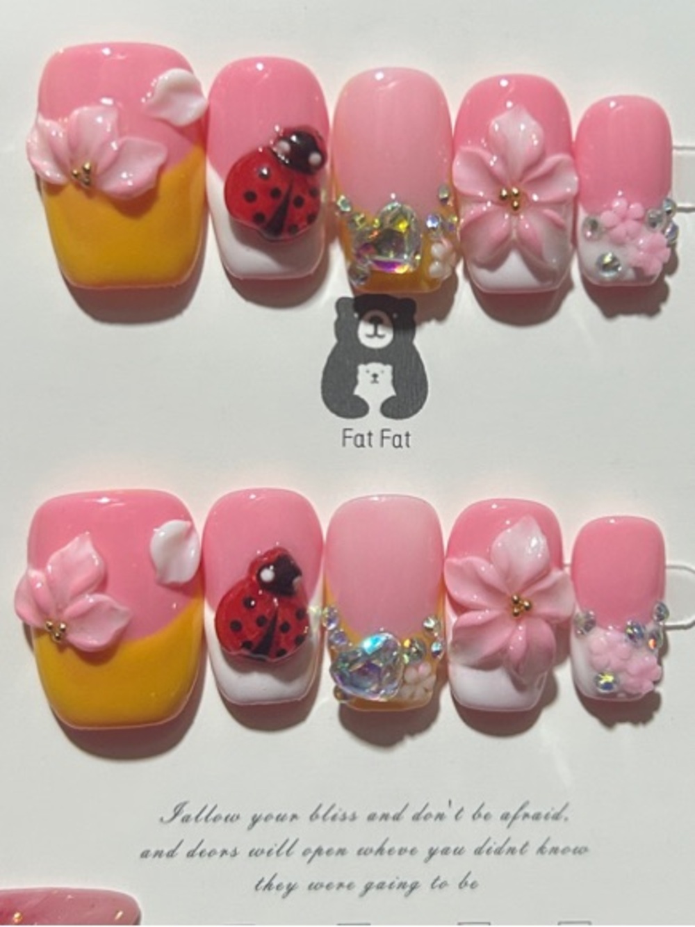 Pink & Yellow Floral Press-On Nail Set